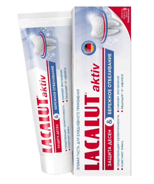 Зубная паста Lacalut Aktiv Защита десен / Бережное отбеливание