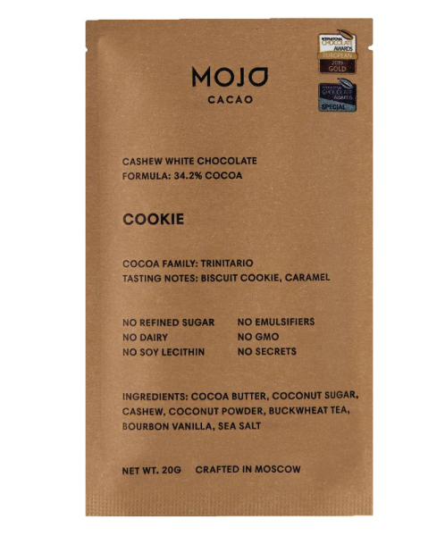 Шоколад белый "Cookie" с гречишным чаем со вкусом печенья Mojo Cacao, 20 г