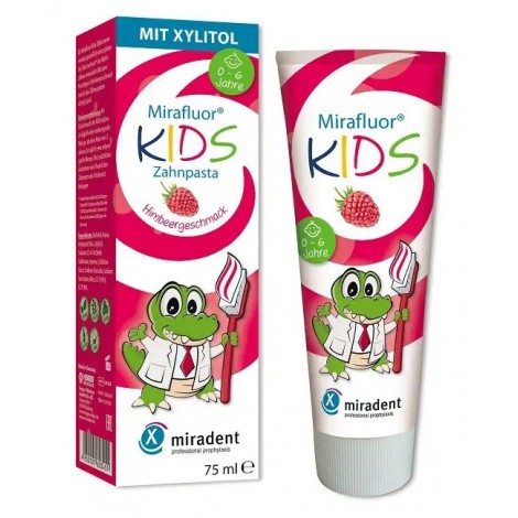 Зубная паста Miradent Mirafluor kids со вкусом малины  (с 0 до 6 лет), 75 мл