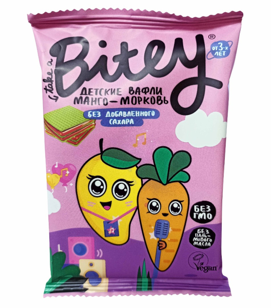 Детские вафли Bitey со вкусом манго и моркови