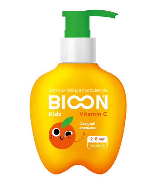 Детский зубной гель Bioon Kids со вкусом сладкого апельсина для детей 2-8 лет