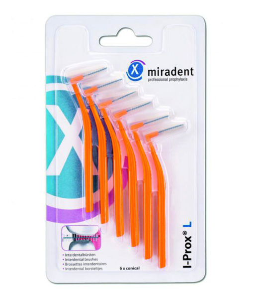 Ершики для межзубных промежутков Miradent I-Prox L 0.8 / 2.5-5 мм, оранжевые