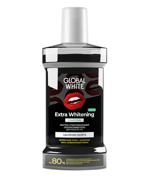 Ополаскиватель для полости рта Global White Extra Whitening Charcoal