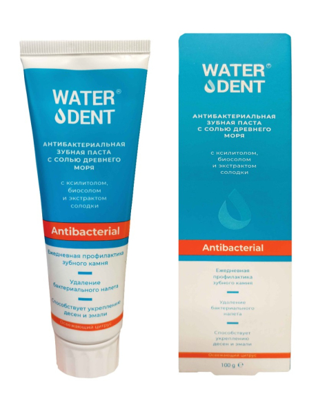 Зубная паста Waterdent Antibacterial антибактериальная с солью Древнего моря