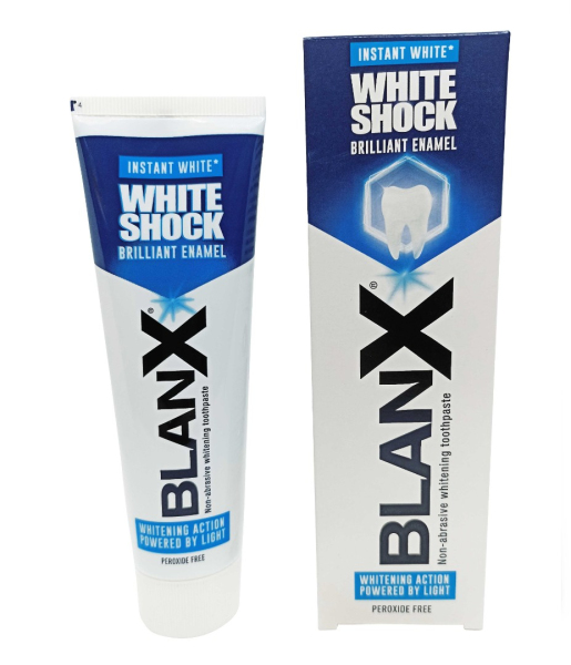 Зубная паста Blanx White Shock Brilliant Enamel отбеливающая, 75 мл