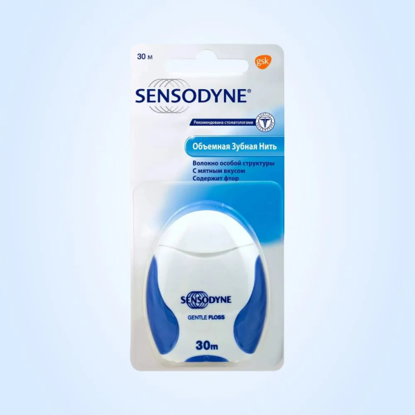 Нить зубная SENSOODYNE Gentle Floss объемная, 30 м