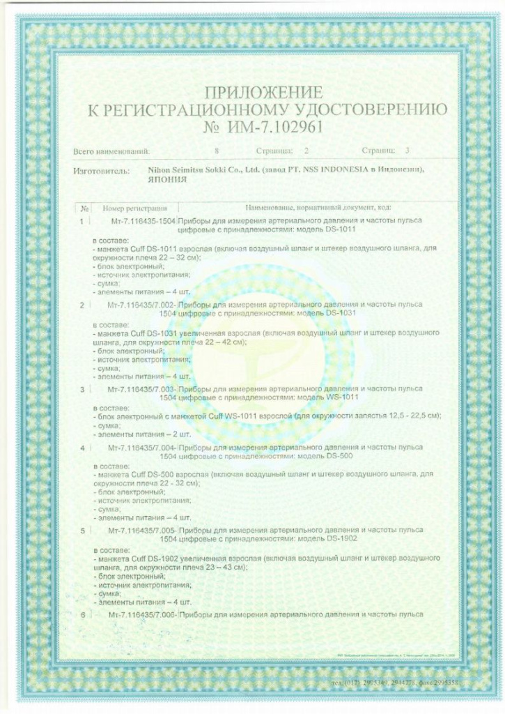 Приложение к регистрационному удостоверению