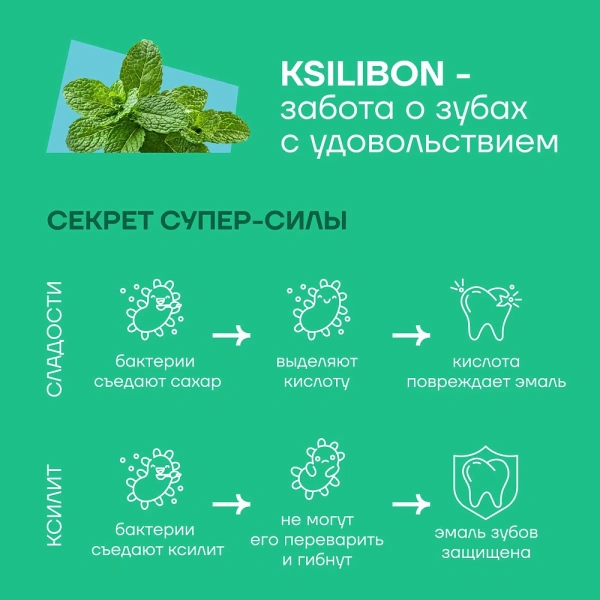 Жевательная резинка Ksilibon Gum Свежая мята, 30 шт