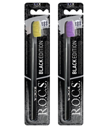 Зубная щетка R.O.C.S. Black Edition, средняя