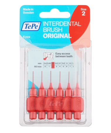 Набор ершиков для зубов TePe Original № 2 (0.5 мм), красный