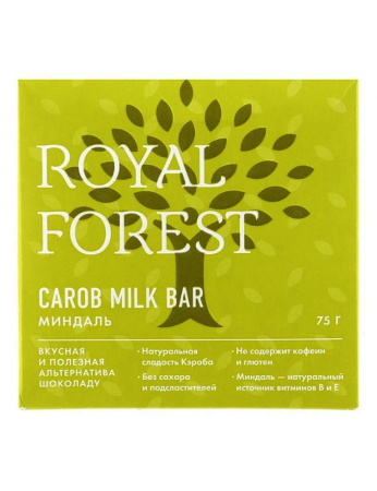 Шоколад Royal Forest из кэроба с миндалем, 75 гр