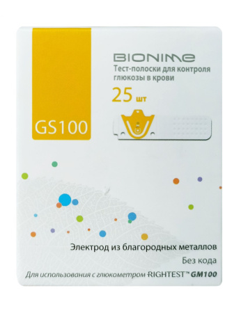 Тест-полоски Bionime Rightest GS100, 25 шт.