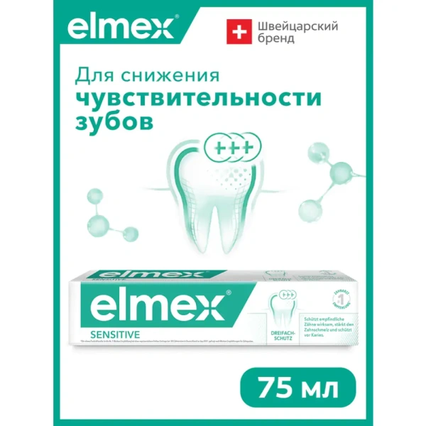 зубная паста Elmex Sensitive Plus Colgate (для чувствительных зубов), 75 мл