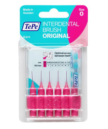 Набор ершиков для зубов TePe Original №0 (0.4 мм), розовый