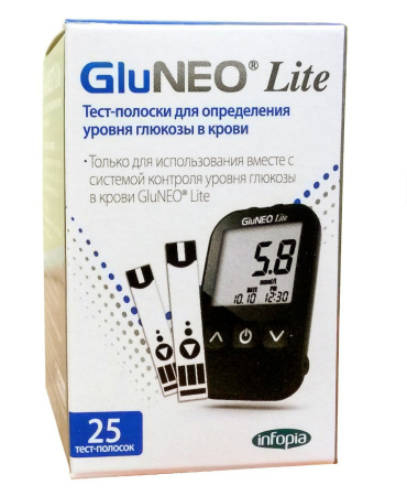 Тест - полоски для глюкометра Infopia GluNEO Lite, 25 шт.